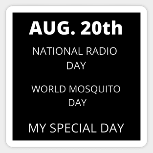 August 20th birthday, special day and the other holidays of the day. Sticker